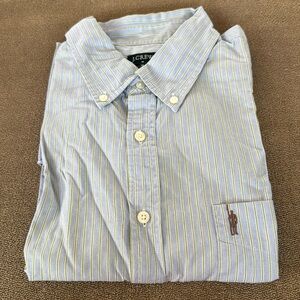 J. Crew Blue Green Striped Button Casual Dress Shirt XL Cotton (NH)